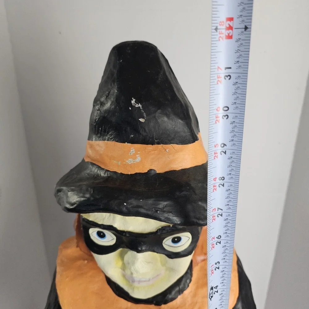 Vintage Halloween Paper Mache Scary Witch Trick Or Treater Greeter Y2K 90s 32